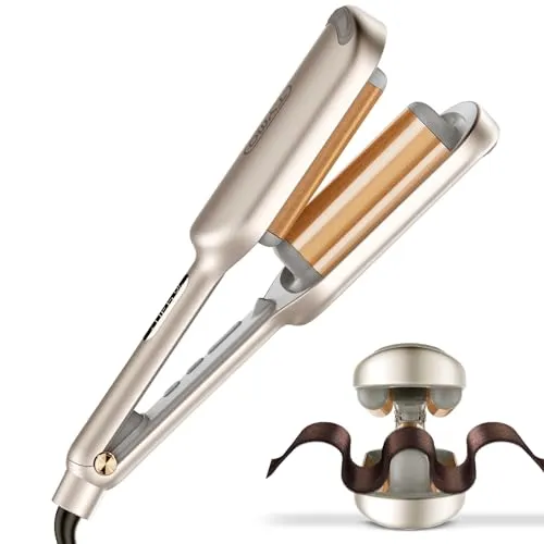 TYMO ROVY Welleneisen für haare, Lockenstab große Locken geeignet für Anfänger, Sofortiges Wellen, 32mm Ionen Keramik Hair Curler für Lange kurze Haare mit 4 Temperaturen LED-Anzeige, Gold