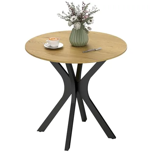 HOMCOM Runder Esstisch 78 x 78 cm für 2 Personen - Esszimmertisch mit robustem Spider-Stahlgestell und kratzfester MDF-Oberfläche, ideal für kleine Küchen und gemütliche Essbereiche.