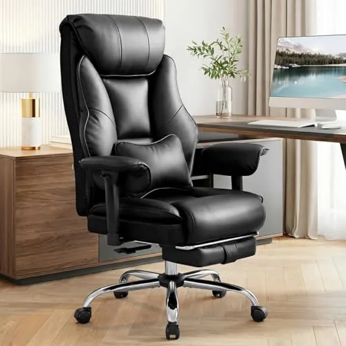 WOLTU Ergonomischer Bürostuhl mit Lendenwirbelstütze und Fußstütze