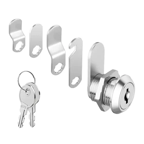 zoerbufan Briefkastenschloss mit 5 Verschiedene Schlossplatten und 2 Schlüssel, 16 mm Schrankschloss, Briefkasten schloß, Spindschloss, Hebelschloss Möbelschloss für Schranktüren, Büro, Aktenschrank