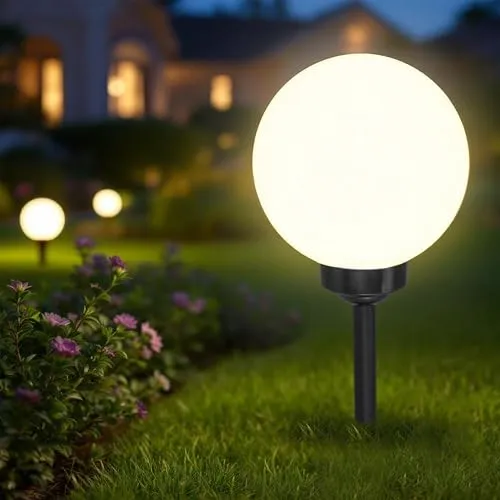 Spetebo LED Solar Kugelleuchte höhenverstellbar mit Erdspieß - Ø 20 cm - Garten Solarlampe warm weiß mit Erdstecker - Solarleuchte Leuchtkugel Gartenleuchte Gartenlampe Außenleuchte Wegeleuchte