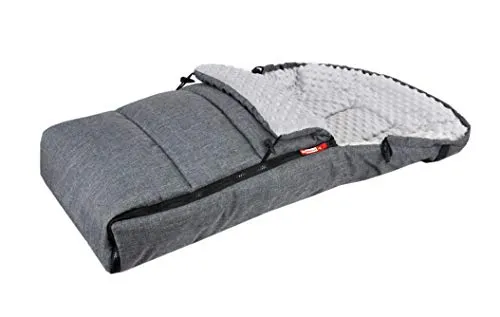 BABYLUX Fußsack 90cm MINKY Kinderwagen Buggy Babyschale Thermo +/ Muff Handmuff Winterfußsack (Grau + Minky Grau + Handmuff)