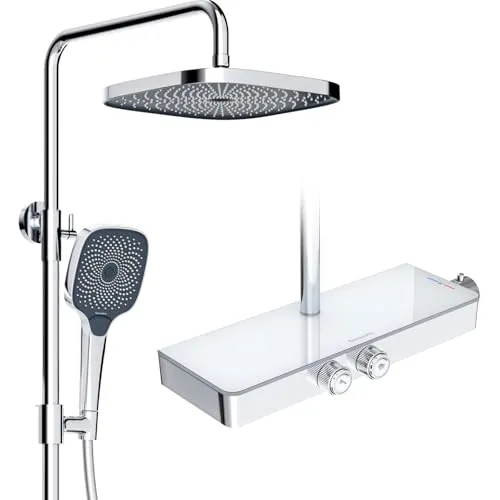 Rainsworth Duschsystem mit Thermostat und Glasablage