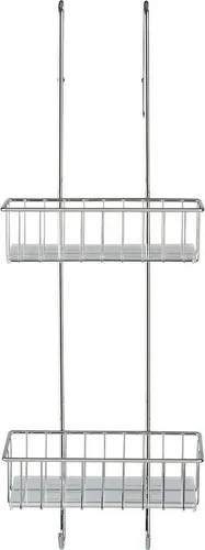 WENKO Duschcaddy Aldo - 2 Etagen Duschablage aus rostfreiem Edelstahl, einfache Befestigung ohne Bohren und ideal für Shampoo und Duschgel