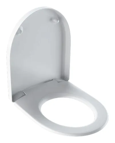 Geberit iCon WC-Sitz 500670011 - Weißer Duroplast WC-Sitz mit verchromten Messing-Scharniere, inklusive Absenkautomatik für leisen Komfort