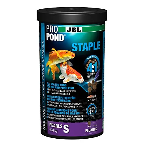 JBL Ganzjahresfutter für Koi und Teichfische, Schwimmende Pellets, PROPOND STAPLE, Größe S, 340 g