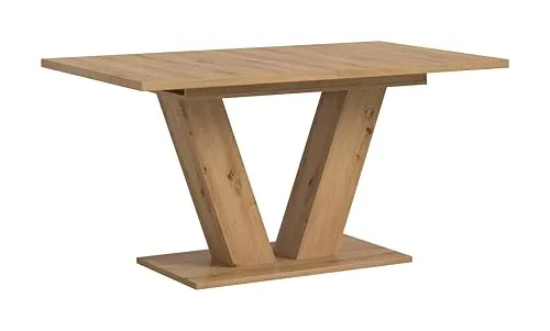 Motion Esstisch V-Fuß 90x150/190cm - Esstisch mit ausziehbarer Tischplatte in Artisan Eiche Nachbildung, modernes V-Fußgestell, ideal für stilvolle Abendessen und Gasteinladungen.