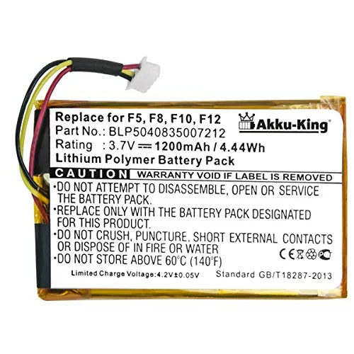 Akku-King Akku kompatibel mit Falk BLP5040835007212, BLP5040835006233 - Li-Polymer 1200mAh (Stecker mit 4 Pins) - für F5, F8, F10, F12