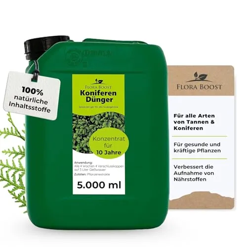 Produktbild Konfitee Koniferen Dünger Flora Boost 5000ml I Für bis zu 1000L Gießwasser I Dünger für Koniferen, Tannen & Thujen geeignet I Flüssiger Blatt- & Wurzeldünger I 100% natürlicher Pflanzendünger