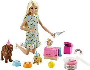 Barbie Welpenparty mit Hundewelpen und Knetmasse - Puppen-Spielset mit Knete für Hundekuchen, fördert kreatives Rollenspiel und sorgt für unvergessliche Hündchenpartys! Ideal für Kinder ab 3 Jahren.