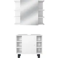 ML-Design Badmöbel Set 2-Teilig, Weiß aus MDF – Modernes Badezimmer-Set