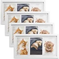 Bomoe Galeria Bilderrahmen Set für 3 Bilder 10x15cm Weiß - Set aus 3 eleganten Bilderrahmen aus MDF-Holz mit bruchsicherem Kunststoffglas. Inklusive Passepartouts für kreative Gestaltung Ihrer Bilder. Ideal für persönliche Wanddekoration und langlebigen Schutz.