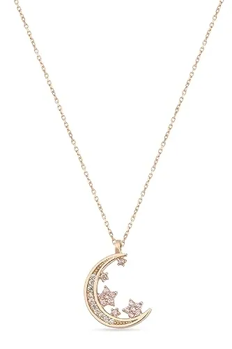 Einzelstück® Halskette Mond & Sterne Anhänger I 925 Sterling Silber 18K vergoldeter Echtschmuck I Zirkonia Steine I Antiallergen & Nickelfrei Silberkette (Celestial Halskette Gold)