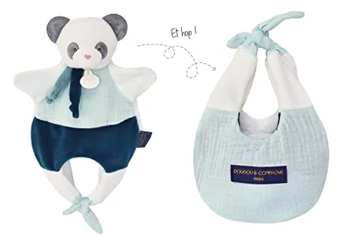 Amusette Panda Schmusetuch 30cm - Kuscheltiere - Süßer Panda, der sich in eine praktische Handtasche verwandelt, ideal für unterwegs und maschinenwaschbar bei 30° Grad.