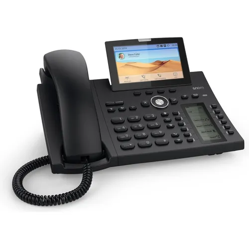 Snom Telefon D385, schnurgebunden mit Bluetooth - Festnetztelefon mit hochauflösendem 10,9 cm Farbdisplay, bis zu 12 SIP-Konten und integrierter Bluetooth-Schnittstelle für flexible Kommunikation.