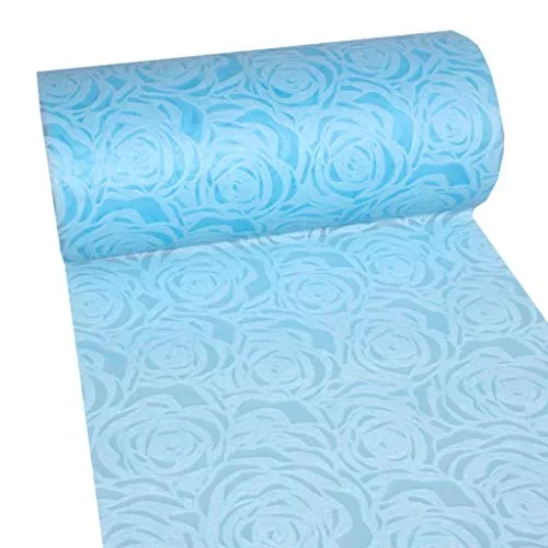 Deko AS Tischläufer Dekoflor® Rosenmuster - hellblau, 300mm x 25m - Eleganter Tischläufer mit romantischem Rosenmotiv, wasserabweisend und ideal für Hochzeiten oder Feiern. Strapazierfähig und leicht zu reinigen, perfekt für jede Gelegenheit.
