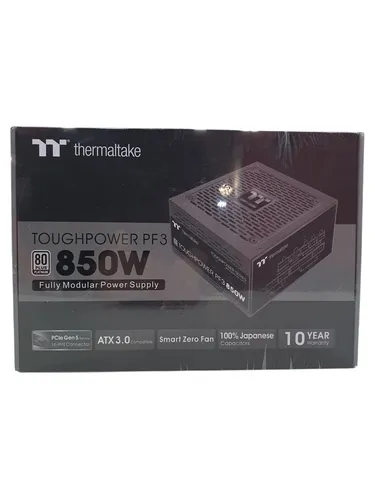 Thermaltake ToughPower PF3 850W Netzteil Schwarz - Hochleistungs-Netzteil mit 80 PLUS Platinum Zertifizierung, ideal für Gaming und leistungsstarke Systeme. Modular und kompatibel mit ATX 3.0 und PCIe 5.0.