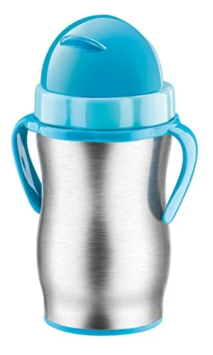 Tescoma Kinder-Isolierflasche mit Trinkhalm BAMBINI 300 ml, rostfrei, blau