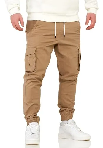 Soulstar Herren Jogger Cargohose Jeans-Hose Gummizug Stretch Männer Freizeithose S2_C-70-Beige-W32