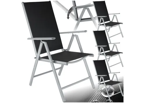 tectake® Gartenstuhl, klappbar mit 7-fach verstellbarer Rückenlehne - Camping-Möbel für entspannte Stunden im Garten oder auf der Terrasse. Der strapazierfähige Stuhl mit atmungsaktivem Netzgewebe passt sich optimal dem Körper an.