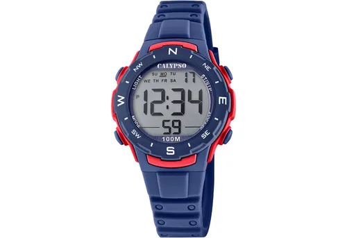 Calypso Unisex Digital Uhr K5801/4 - Sportlich und Wasserdicht - Armbanduhren für Unisex Erwachsene mit digitaler Anzeige, 100 m wasserdicht und ideal für Sportaktivitäten. Leichtes Kunststoffarmband in Blau.