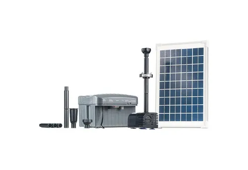HEISSNER Solar-Teichpumpen-Set 750 l/h mit LED (SP760-L) - Wasserpumpen für Teiche und Springbrunnen, mit Frostschutz und LED-Ring. Einfach zu installieren, leistungsstark mit 750 l/h und umweltfreundlichem Solarbetrieb.