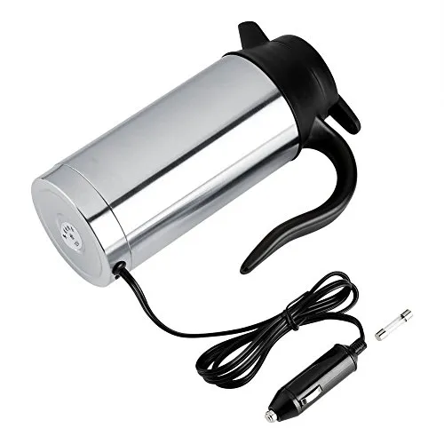 Elektrischer Wasserkocher für Auto, MAGT 12 V, 750 ml, Edelstahl, Wasserkocher für Elektroauto, Kaffeetasse, Reise-Wasserflasche, ideal für Heißwasserkaffee