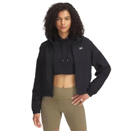 Under Armour Rival Woven Jacket - Schwarz/Weiß XS - Laufjacke für Damen, atmungsaktiv und wasserabweisend dank UA Storm-Technologie. Ideal für jede Sportart und superkompakt verstaubar für unterwegs.