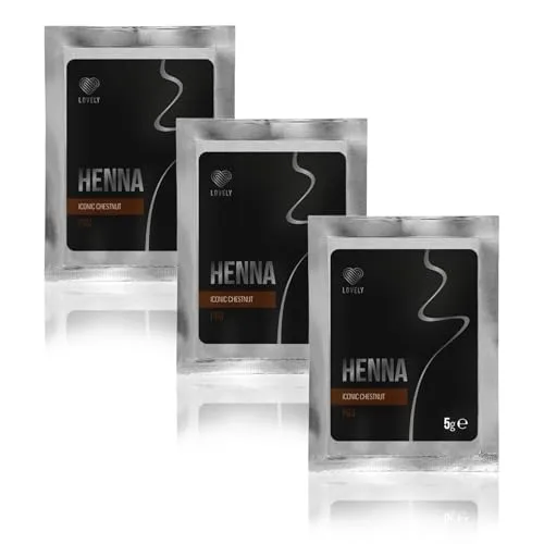 LOVELY Henna Augenbrauenfarbe Iconic Chestnut 5g - für definierte Brows aus pflanzenbasierten Pigmenten - mittelbrauner Farbton mit warmer Nuance für Blondinen & hellbraune Haare (3er Pack)