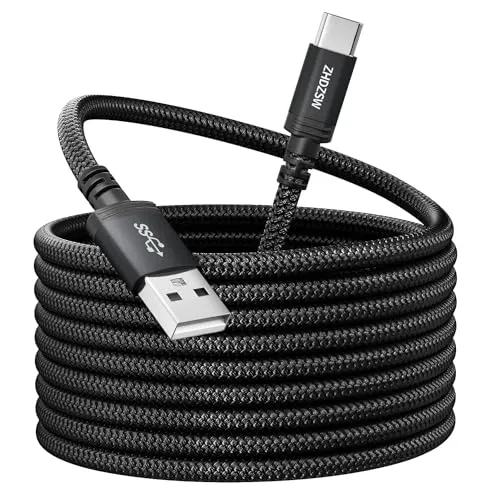 Extra Langes 5M USB C Ladekabel - 3.1A Schnellladekabel für PS5 und Samsung - USB-Kabel für große Entfernungen - ideal zum Aufladen und Synchronisieren von Geräten bis zu 5m, mit hoher Zugfestigkeit und Verschleißfestigkeit für lange Lebensdauer.