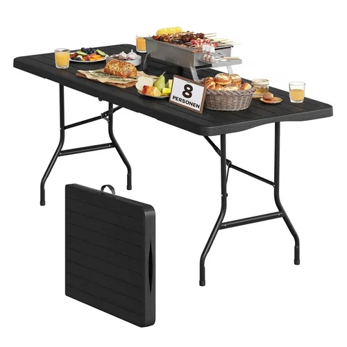 Onbest Bierzeltgarnitur SET klappbar mit Tragegriff - Bierzeltgarnitur 3-tlg. in Holzoptik, UV-beständig und bis zu 300 kg belastbar. Ideal für Feste und Feiern im Freien.
