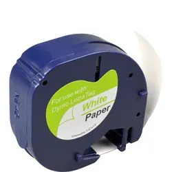 Label Band kompatibel zu Dymo 91220 (S0721520) schwarz auf weiß 12mm x 4m Papier