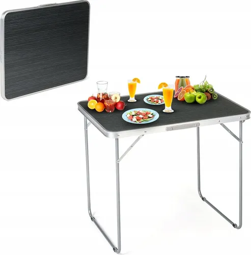 Outtec Gartenklapptisch, Grau, 80x70 cm - Camping-Möbel, klappbar und wetterfest, ideal für Garten und Ausflüge, leicht zu transportieren mit praktischem Tragegriff.