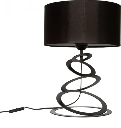 Orbit - Lampenschirm Tischlampe Modern - Elegante Nachttischlampe - Tischleuchte E27 - 45x30 cm - Schwarz und Schwarz - Orbit