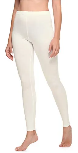 Ladeheid Leggings Damen aus Baumwolle Bequeme und Lange Leggins für Frauen für Frühling Sommer Herbst Winter Saison LA40-133 (Ecru, M)