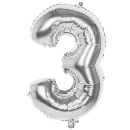 Boland - Folienballon Zahl, Silber 86 cm, Silber, Zahlenballon, Nummer, Ballon, Luft, Geburtstag, Jubiläum