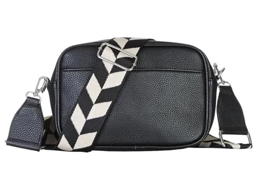 MATY FASHION Damen Tasche kleine Handtasche mit breiten Riemen Schulter Crossbody Bag moderne Umhängetasche 2528 (Schwarz)