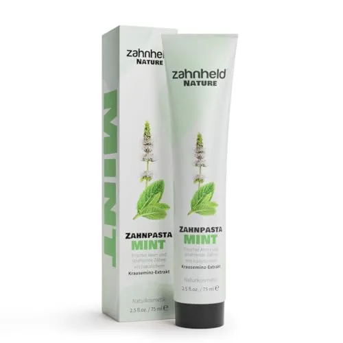 Zahnheld® Nature Zahnpasta Mint – Allround-Pflege mit natürlichem Krauseminz-Extrakt, 1450 ppm Fluorid, Menthol & Stevia, Vegan & ohne Mikroplastik, Palmöl & Titandioxid (75 ml (5er Pack))