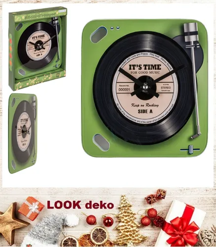 Schallplattenspieler-Plattenspieler-Wanduhr-Retro-Vintage-im-Geschenkkarton