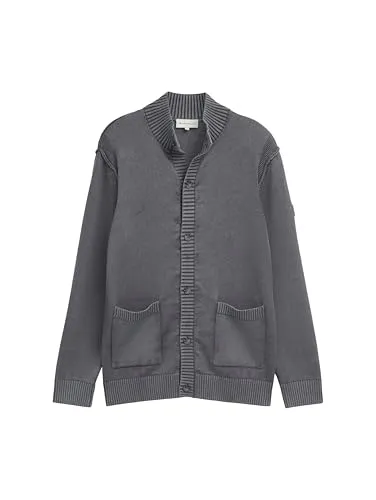 TOM TAILOR Herren Strickjacke - Stilvolle Basic Strickjacke in Unifarben mit praktischen Eingriffstaschen und Logo-Badge. Aus weicher, atmungsaktiver Baumwolle für hohen Tragekomfort. Ideal für jeden Anlass und vielseitig kombinierbar.