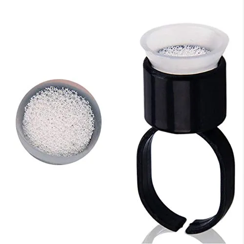 Stück Tattoo Ink Cup Ring mit Schwamm Makeup Pigment Ring Cups für Microblading Wimpern Kleber Becherhalter Schwarz 50