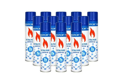 Silver Match Feuerzeug Feuerzeuggas Ultra Pure, 300ml (12-St), Butangas, Flammbierbrenner, Feuerzeuge, Nachfüllgas
