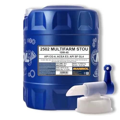 MANNOL 20L Motoröl Multifarm STOU 10W-40 API CG-4 Landmaschinen Öl + Auslaufhahn