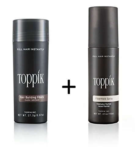 TOPPIK Haarverdichtungs-Set Schwarz - TOPPIK Haarverdichtungs-Set mit 27,5 g Haarfasern und 118 ml Fixier Spray. Ideal für voluminöse Frisuren und einen festen Halt. Perfekt für den täglichen Einsatz! Mit praktischem Sparangebot!  