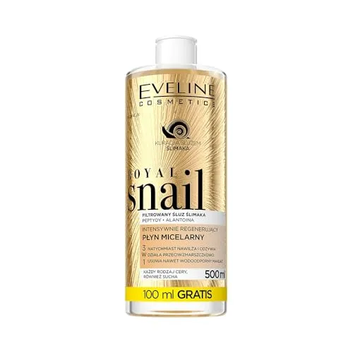Eveline Cosmetics Royal Snail Mizellenwasser - Intensiver Regenerierender Make-up-Entferner mit Schneckenschleim, Peptiden & Allantoin für Feuchtigkeit und Anti-Aging - 500 ml