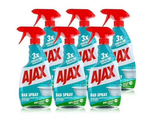 AJAX Ajax Bad Spray Badreiniger 500ml - Entfernt Kalk & Seifenreste (6er Pa Badreiniger