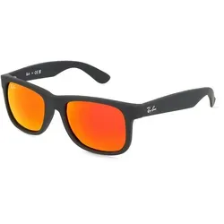 Ray-Ban RB 4165 JUSTIN Herren-Sonnenbrille - Sportbrillen mit eckigem Vollrand und schwarzem Kunststoff-Gestell, ideal für stylische Outdoor-Aktivitäten und optimalen UV-Schutz.