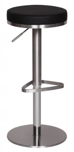 Barhocker WL1.293 Schwarz Edelstahl - Höhenverstellbar und 360° Drehbar - Barhocker mit höhenverstellbarer Sitzhöhe von 57-82 cm, ideal für jeden Raum. Der moderne Design Bistrohocker aus Kunstleder und Edelstahl bietet Komfort und Stil.