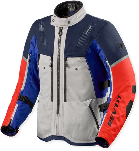 Revit Motorradjacke Sand 5 H2O XL - Wasserdichte Textiljacke mit herausnehmbarem Innenfutter - Motorradjacke, wasserdicht mit herausnehmbarer Membrane und sportlichem Design. Perfekt für jede Witterung und ausgestattet mit Rückenprotektor für zusätzlichen Schutz.