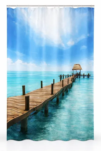 Fotoprint Duschvorhang Textil B x H 180 x 200cm Steg Vorhang Dusche Wanne Bad